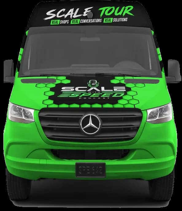 SCALE Tour van wrap design, front