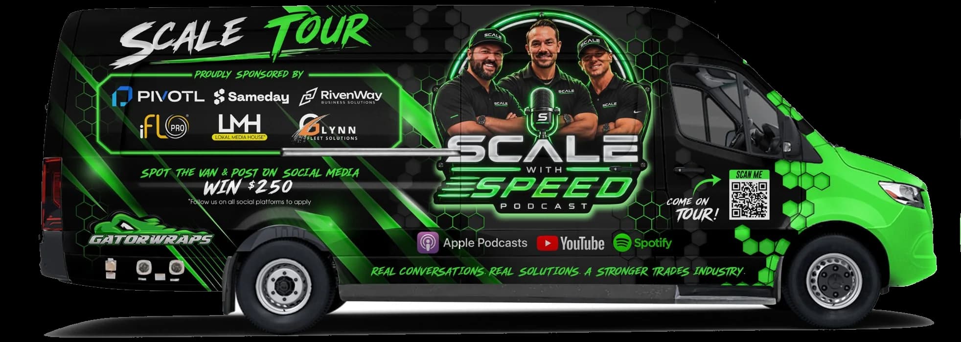 SCALE Tour van wrap design, passenger side